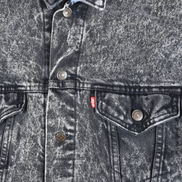 Vintage Levi's Black Acid Wash 80s 90s Perfect Fade Flannel Lined Large - Picture 6 of 9